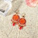 Bohemian Retro 14K Gold Plated Earrings Ethnic Sun Shape Bowknot Red Zircon Ear Drop for Women