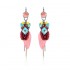 Bohemian Retro 14K Gold Plated Earrings Luxury Platinum Tassel Pendant Feather Ear Drop for Women