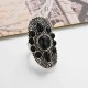 Bohemian Retro Blue Turquoise Ring Sliver Carved Women Rings Accessories