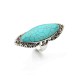 Bohemian Retro Blue Turquoise Ring Sliver Carved Women Rings Accessories