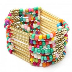 Bohemian Retro Colorful Multilayer Beaded Bracelet Bangle For Women