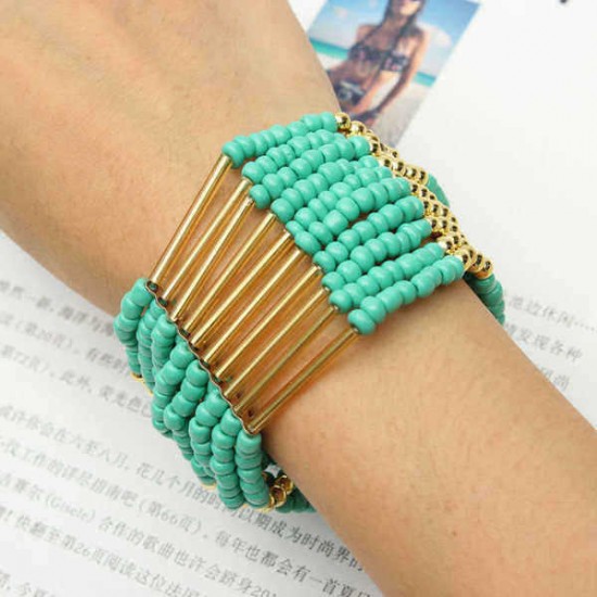 Bohemian Retro Colorful Multilayer Beaded Bracelet Bangle For Women