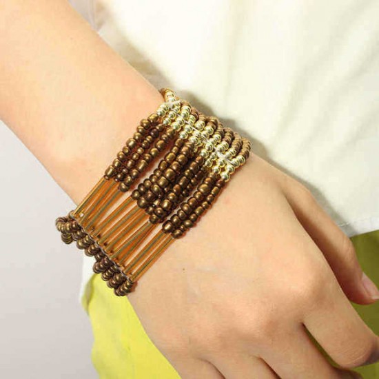 Bohemian Retro Colorful Multilayer Beaded Bracelet Bangle For Women