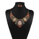 Bohemian Rhinestone Bib Necklace Multicolor Flower Earrings Geometric Beads for Women