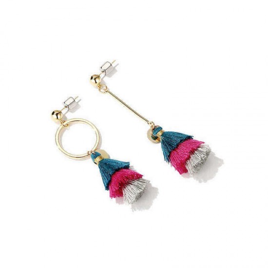 Bohemian Women's Tassel Drop Earring Asymmetric Geometric Colorful Dangle Earrings Women Jewelry