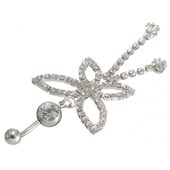 Butterfly Belly Ring Tassels Crystal Sexy Body Jewelry For Navel Bar