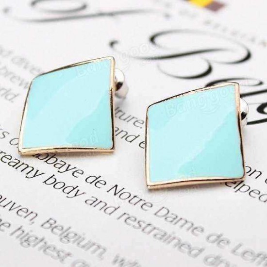 Candy Color Alloy Oil Rhombus Ear Stud Earrings Women Jewelry