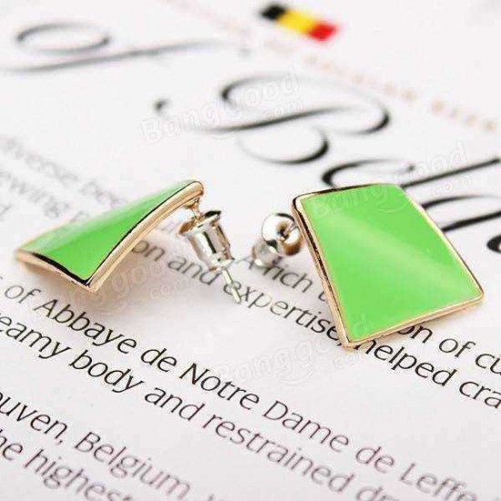 Candy Color Alloy Oil Rhombus Ear Stud Earrings Women Jewelry