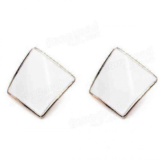 Candy Color Alloy Oil Rhombus Ear Stud Earrings Women Jewelry