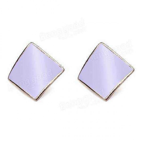 Candy Color Alloy Oil Rhombus Ear Stud Earrings Women Jewelry