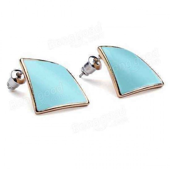 Candy Color Alloy Oil Rhombus Ear Stud Earrings Women Jewelry