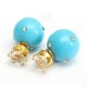 Candy Color Double Side Ball Crystal Crown Stud Earrings For Women