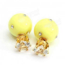 Candy Color Double Side Ball Crystal Crown Stud Earrings For Women