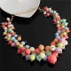 Candy Color Multilayer Beads Choker Statement Pendant Necklace