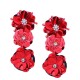 Casual Women's Crystal Hand-made Sequins Three-dimensional Flowers Beaded Long Earrings