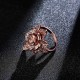 Champagne Gold Zircon Lifelike Flower Elegant Accessories Ring Rose Gold Rhinestone Ring