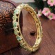 Cloisonné 18K Gold Plated Rhinestone Flower Enamel Bangle Bracelet