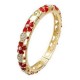 Cloisonné 18K Gold Plated Rhinestone Flower Enamel Bangle Bracelet