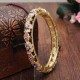 Cloisonné 18K Gold Plated Rhinestone Flower Enamel Bangle Bracelet