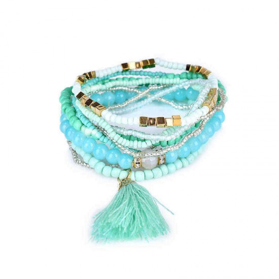 Clothing Accessories Bohemian Multilayer Tassel Pendant Colorful Bead Bracelet Jewelry for Women