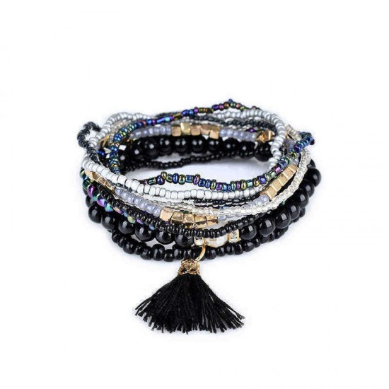 Clothing Accessories Bohemian Multilayer Tassel Pendant Colorful Bead Bracelet Jewelry for Women