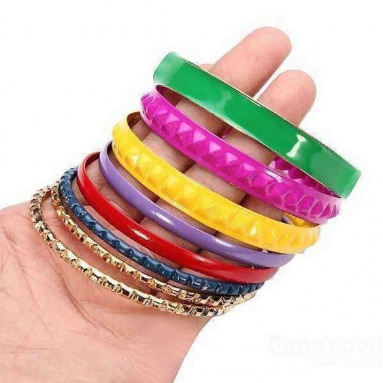 Colorful Alloy Multilayer Bangle Bracelet Women Jewelry