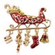 Colorful Crystal Christmas Bell Elk Snowman Brooch Pins Christmas Gift