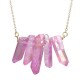 Colorful Cylinder Crystal Pendant Necklace Dress Accessories Chain Women Fashion Jewelry