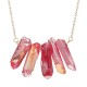 Colorful Cylinder Crystal Pendant Necklace Dress Accessories Chain Women Fashion Jewelry