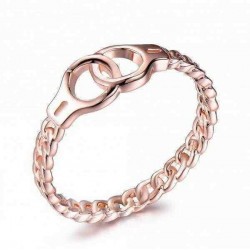 Creative Handcuffs Linkded Rose Gold Finger Ring Simple Womens Rings Casual Clothing Accessories