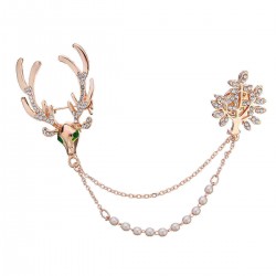 Crystal Deer Green Eyes Tree Artificial Pearl Gift Christmas Brooches