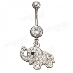 Crystal Elephant Belly Button Rings Dangle Navel Bar Body Piercing Jewelry