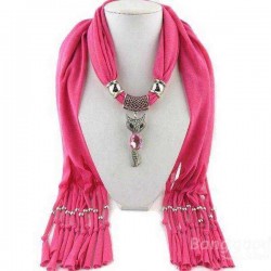 Crystal Fox Pendant Tassel Scarf Necklace Women Jewelry Autumn Winter