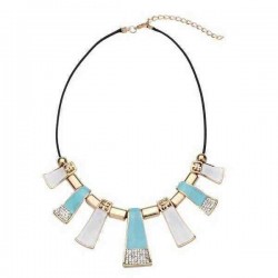 Crystal Leather Rope Irregular Geometric Pendant Statement Necklace