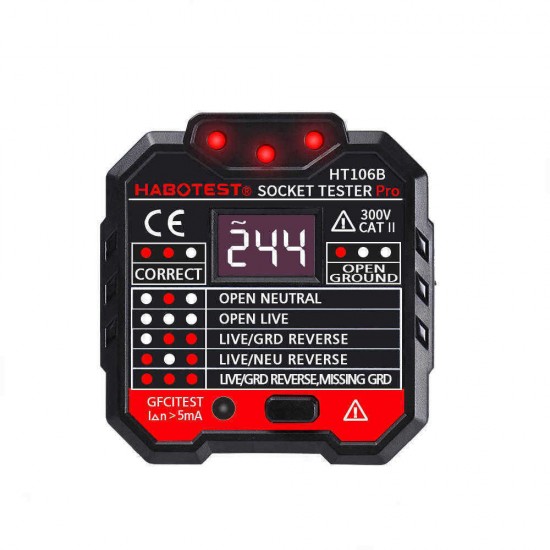 DANIU HT106B Socket Outlet Tester Circuit Polarity Voltage Detector Wall Plug Breaker Finder RCD Test