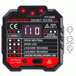 DANIU HT106B Socket Outlet Tester Circuit Polarity Voltage Detector Wall Plug Breaker Finder RCD Test