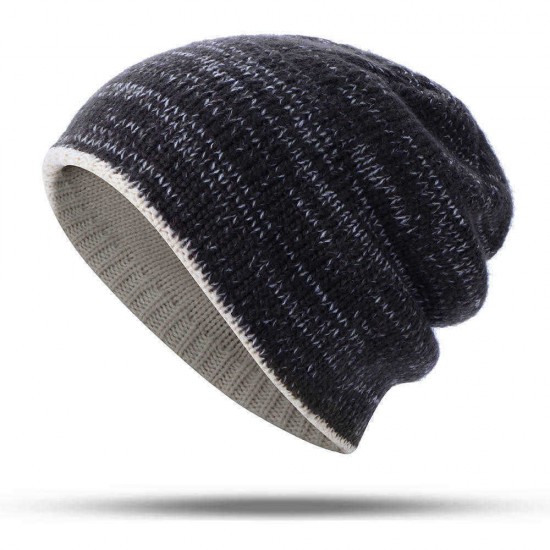 Double-Sided Wearing Double-Layer Knit Hat Winter Warm Ear Protector Beanie Cap