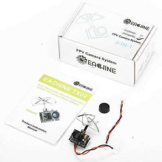 Eachine TX02 NTSC Super Mini AIO 5.8G 40CH 200mW VTX 600TVL 1/4 Cmos FPV Camera