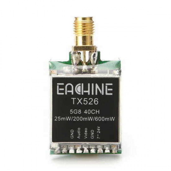 Eachine TX526 5.8G 40CH 25MW/200MW/600MW Switchable AV Wireless FPV Transmitter RP-SMA Female