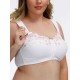 FULLGLADY Plus Size Embroidery Wireless Full Cup Front Closure Bra