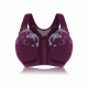 FULLGLADY Plus Size Embroidery Wireless Full Cup Front Closure Bra