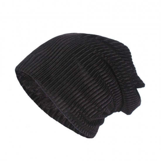 Fashion Earmuffs Corduroy Plus Velvet Beanie Hat Outdoor Double Layers Skull Cap for Men Women