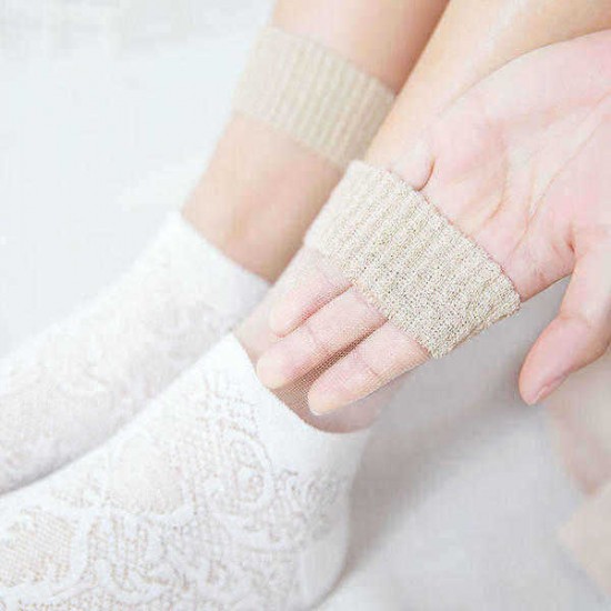 Fashion Lace Cottton Ankle Socks Cool Skid Resistant Breathable Deodorization Sock for Women