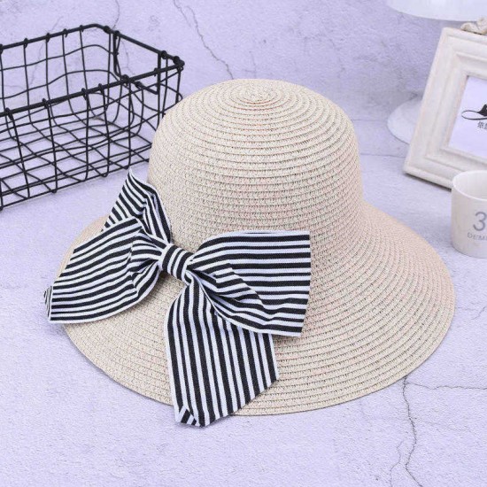 Fashion Outdoor Summer Sun Protection Wide Brimmed Floppy Hat With Bowknot for Women