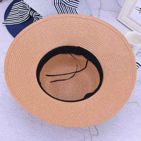 Fashion Outdoor Summer Sun Protection Wide Brimmed Floppy Hat With Bowknot for Women