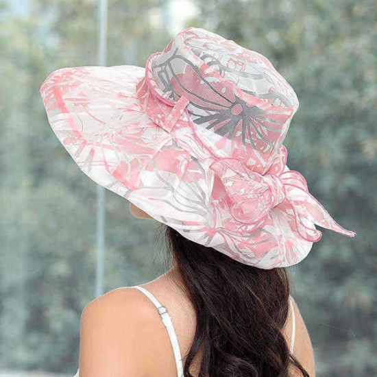 Fashion Printting Wide Brimmed Hat Packable Dress Bucket Hats UV Resistence Sunbonnet For Women