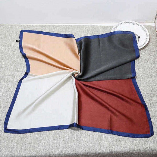 Fashion Vintage Geometric Silk Small Kerchief Women Shawl Spring Lattice Stripe Square Shawl Scarf