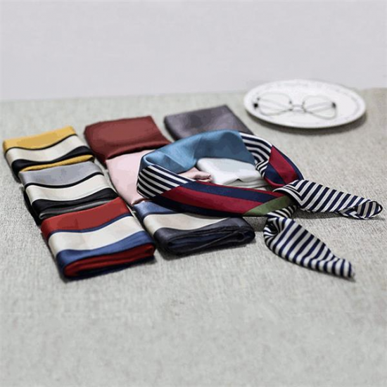 Fashion Vintage Geometric Silk Small Kerchief Women Shawl Spring Lattice Stripe Square Shawl Scarf