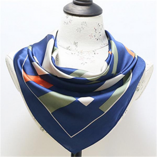 Fashion Vintage Geometric Silk Small Kerchief Women Shawl Spring Lattice Stripe Square Shawl Scarf