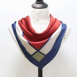 Fashion Vintage Geometric Silk Small Kerchief Women Shawl Spring Lattice Stripe Square Shawl Scarf